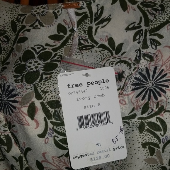NWT Free People Ivory Floral Dress - Picture 4 of 4